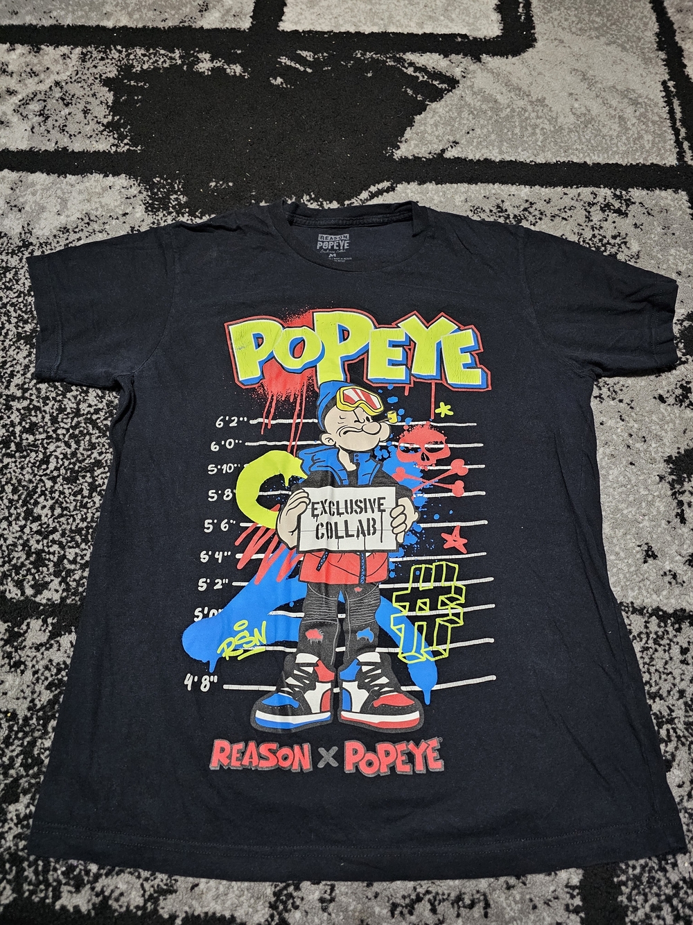 Popeye x Reason Boys' Black Graphic Tee